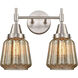 Caden 2 Light 15 inch Satin Nickel Bath Vanity Light Wall Light in Seedy Glass