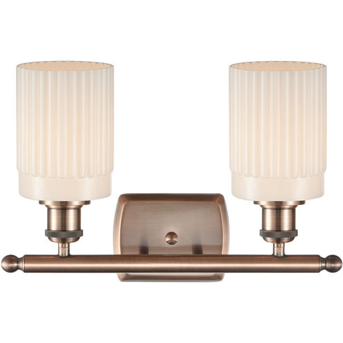 Ballston Hadley 2 Light 16 inch Antique Copper Bath Vanity Light Wall Light in Matte White Glass, Ballston