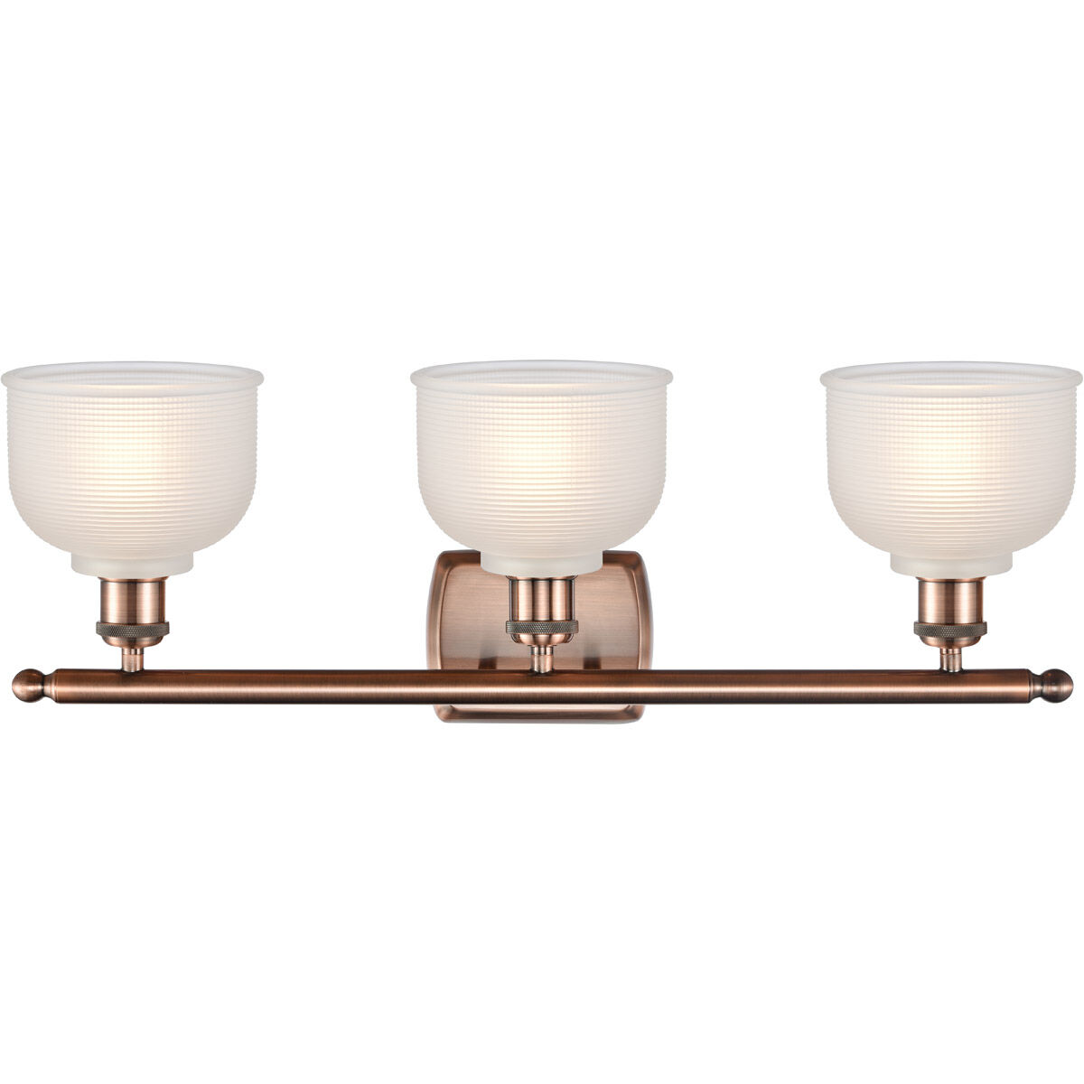 Ballston Dayton 3 Light 26 inch Antique Copper Bath Vanity Light Wall Light in White Glass, Ballston