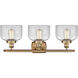 Ballston Large Bell 3 Light 26 inch Brushed Brass Bath Vanity Light Wall Light in Clear Glass