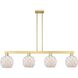 Arcadia Farmhouse Rope Island Light Ceiling Light in Satin Gold, White Glass with White Rope