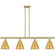 Ballston Cone 4 Light 48 inch Satin Gold Island Light Ceiling Light