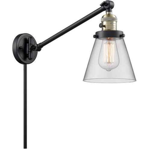 Small Cone 21 inch 3.50 watt Black Antique Brass Swing Arm Wall Light, Franklin Restoration