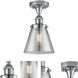 Cone 1 Light 6.5 inch Polished Chrome Semi-Flush Mount Ceiling Light