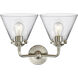 Nouveau Large Cone LED 16 inch Brushed Satin Nickel Bath Vanity Light Wall Light in Clear Glass, Nouveau