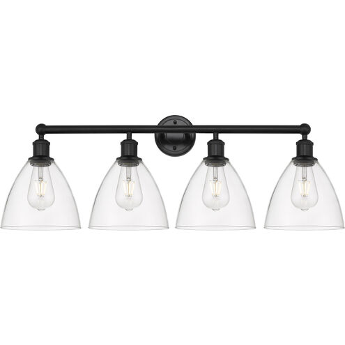 Edison Bristol Glass 4 Light 35 inch Matte Black Bath Vanity Light Wall Light in Clear Glass