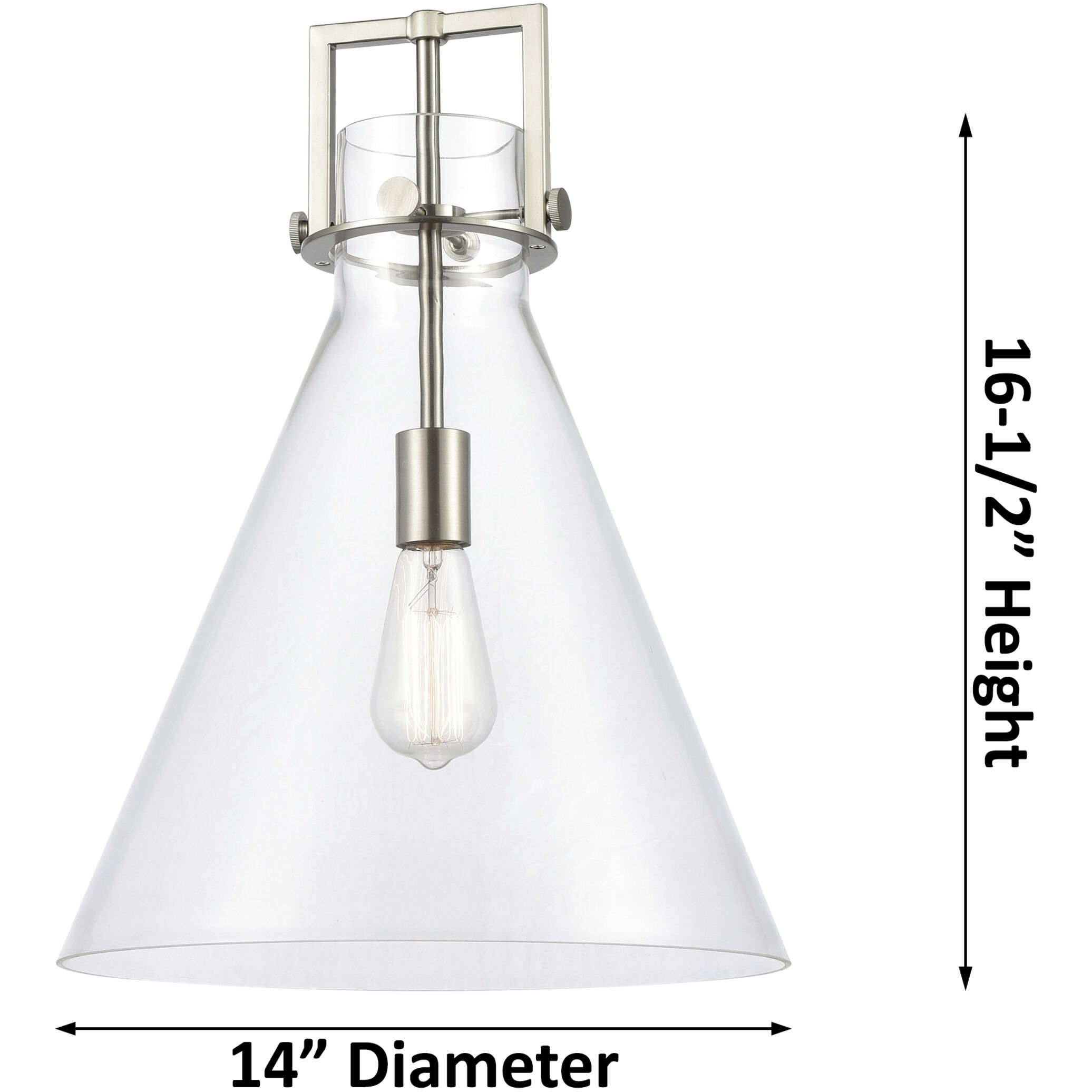 Newton Cone 1 Light 14 inch Brushed Brass Pendant Ceiling Light in Clear Glass