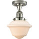 Franklin Restoration Small Oxford 1 Light 8 inch Polished Nickel Semi-Flush Mount Ceiling Light in Matte White Glass, Franklin Restoration