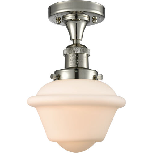 Franklin Restoration Small Oxford 1 Light 8 inch Polished Nickel Semi-Flush Mount Ceiling Light in Matte White Glass, Franklin Restoration