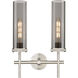 Lincoln 2 Light 13.88 inch Satin Nickel Bath Vanity Light Wall Light in Plated Smoke Glass