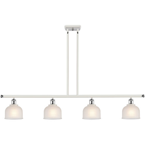 Ballston Dayton 4 Light 48 inch White and Polished Chrome Island Light Ceiling Light in White Glass, Ballston
