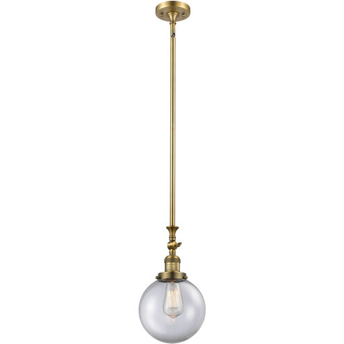 Franklin Restoration Beacon LED 8 inch Brushed Brass Mini Pendant Ceiling Light in Clear, Franklin Restoration