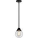Nouveau 2 Beacon 1 Light 6 inch Matte Black Mini Pendant Ceiling Light in Clear Glass