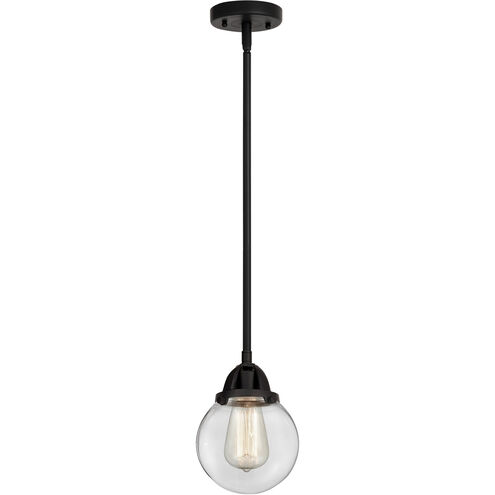 Nouveau 2 Beacon 1 Light 6 inch Matte Black Mini Pendant Ceiling Light in Clear Glass