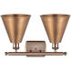 Ballston Cone 2 Light 18 inch Antique Copper Bath Vanity Light Wall Light