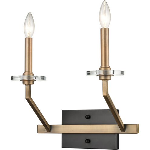 Raleigh 2 Light 12.5 inch Black Brushed Brass Sconce Wall Light