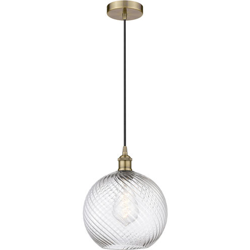 Edison Athens Twisted Swirl 1 Light 12 inch Antique Brass Mini Pendant Ceiling Light