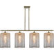 Ballston Cobbleskill 4 Light 48 inch Antique Brass Island Light Ceiling Light in Mercury Glass