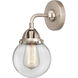 Nouveau 2 Beacon LED 6 inch Brushed Satin Nickel Sconce Wall Light in Clear Glass