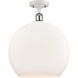 Ballston Athens LED 13.75 inch White and Polished Chrome Semi-Flush Mount Ceiling Light in Matte White Glass