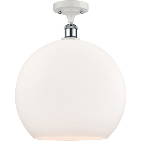 Ballston Athens LED 13.75 inch White and Polished Chrome Semi-Flush Mount Ceiling Light in Matte White Glass
