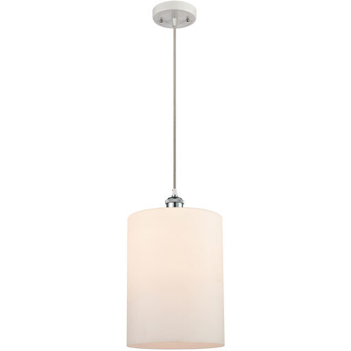 Ballston Large Cobbleskill LED 9 inch White and Polished Chrome Mini Pendant Ceiling Light in Matte White Glass, Ballston
