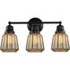 Aditi Chatham 3 Light 22 inch Matte Black Bath Vanity Light Wall Light, Aditi