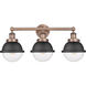 Hampden 3 Light 25.25 inch Antique Copper Bath Vanity Light Wall Light in Matte Black and Clear