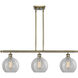 Ballston Athens LED 36 inch Antique Brass Island Light Ceiling Light in Clear Crackle Glass, Ballston