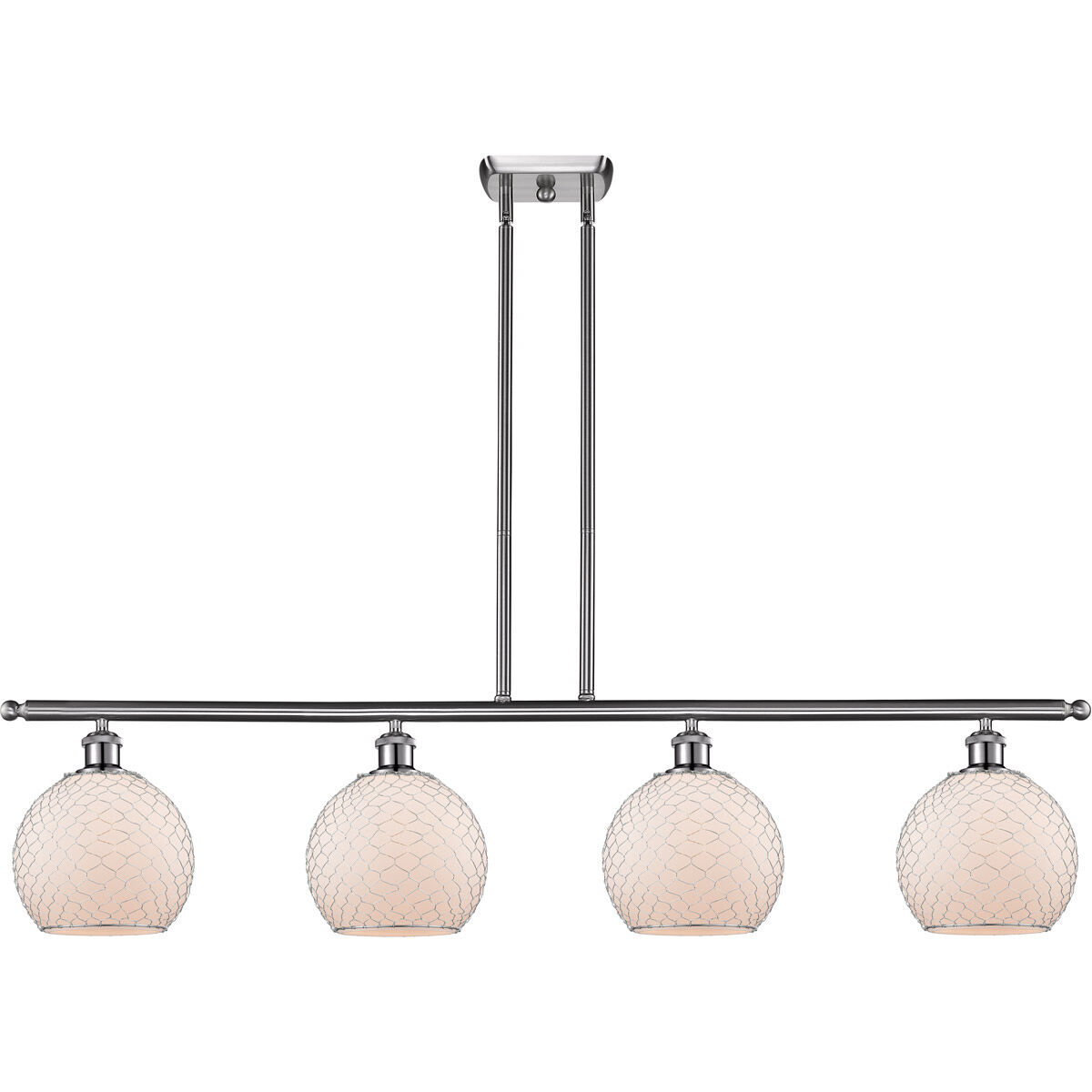 Ballston Farmhouse Chicken Wire LED 48 inch Brushed Satin Nickel Island Light Ceiling Light, Ballston