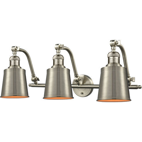 Franklin Restoration Addison 3 Light 28 inch Brushed Satin Nickel Bath Vanity Light Wall Light, Franklin Restoration