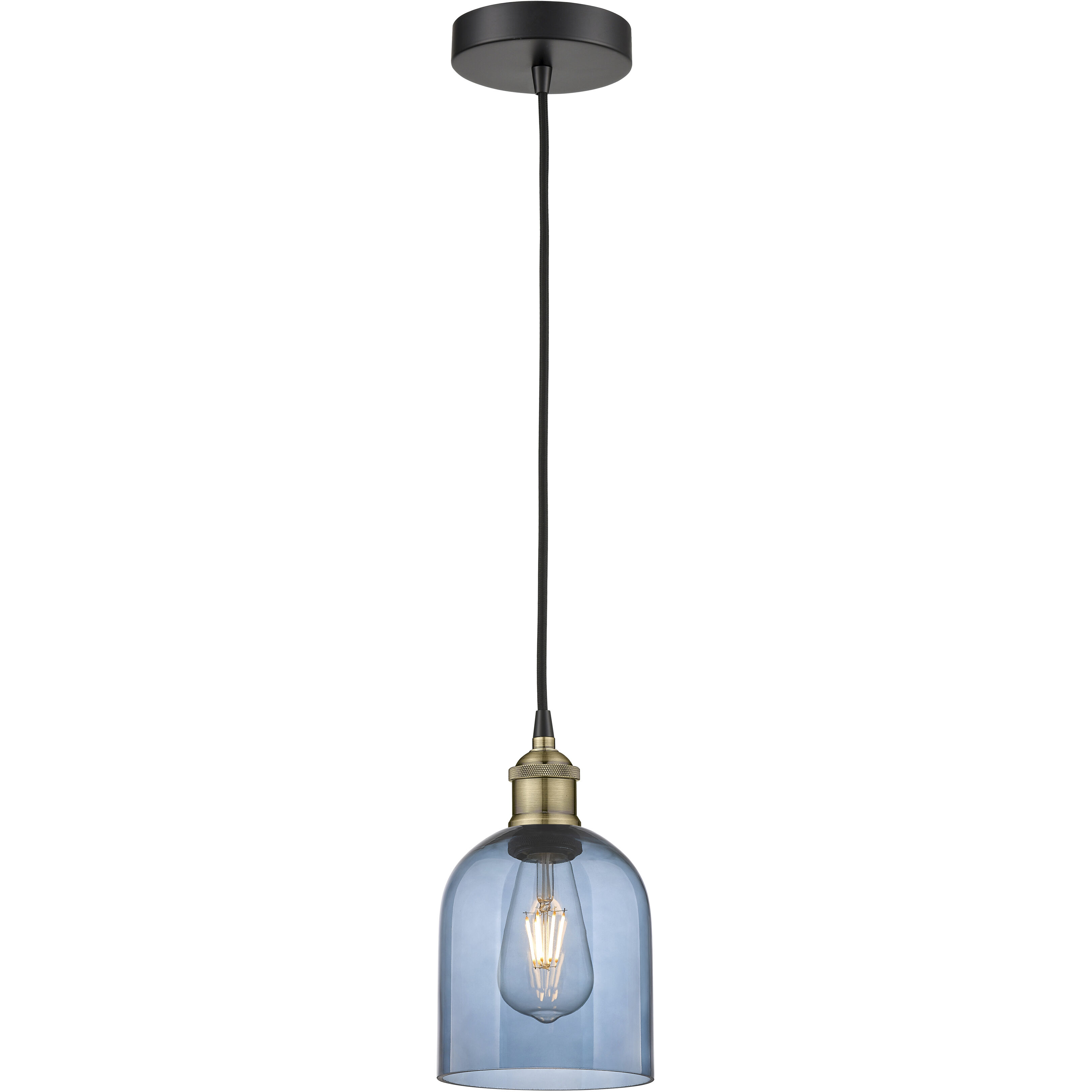 Edison Bella 1 Light 5.5 inch Black Antique Brass Cord Hung Mini Pendant Ceiling Light