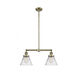 Franklin Restoration Large Cone 2 Light 21 inch Antique Brass Chandelier Ceiling Light in Clear Glass, Franklin Restoration