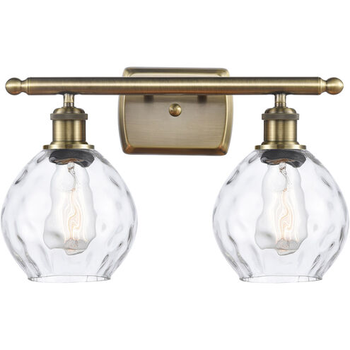Ballston Small Waverly 2 Light 16 inch Antique Brass Bath Vanity Light Wall Light in Incandescent, Clear Glass, Ballston