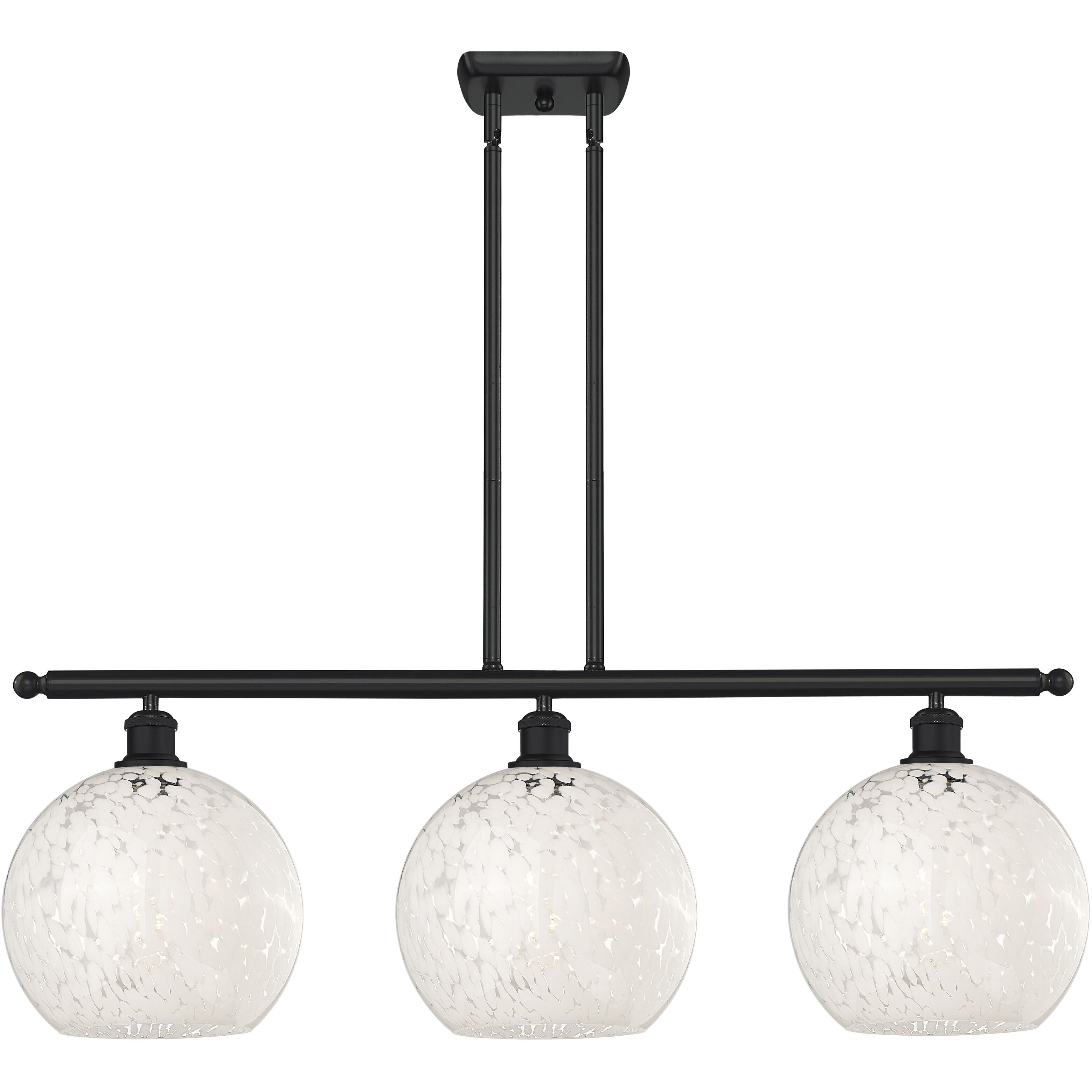 Ballston White Mouchette 3 Light 36.5 inch Matte Black Stem Hung Island Light Ceiling Light