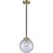 Nouveau Beacon 1 Light 8 inch Black Antique Brass Mini Pendant Ceiling Light in Incandescent, Clear, Nouveau