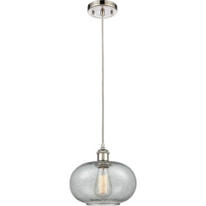 Ballston Gorham LED 10 inch Polished Nickel Mini Pendant Ceiling Light in Charcoal Glass, Ballston