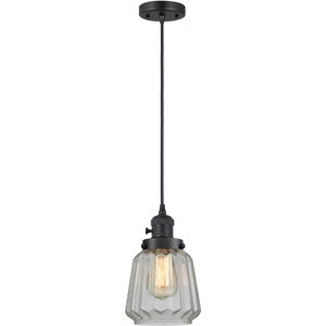 Franklin Restoration Chatham LED 6 inch Matte Black Mini Pendant Ceiling Light in Clear
