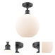 Edison Athens 1 Light 10 inch Matte Black Semi-Flush Mount Ceiling Light in Matte White Glass