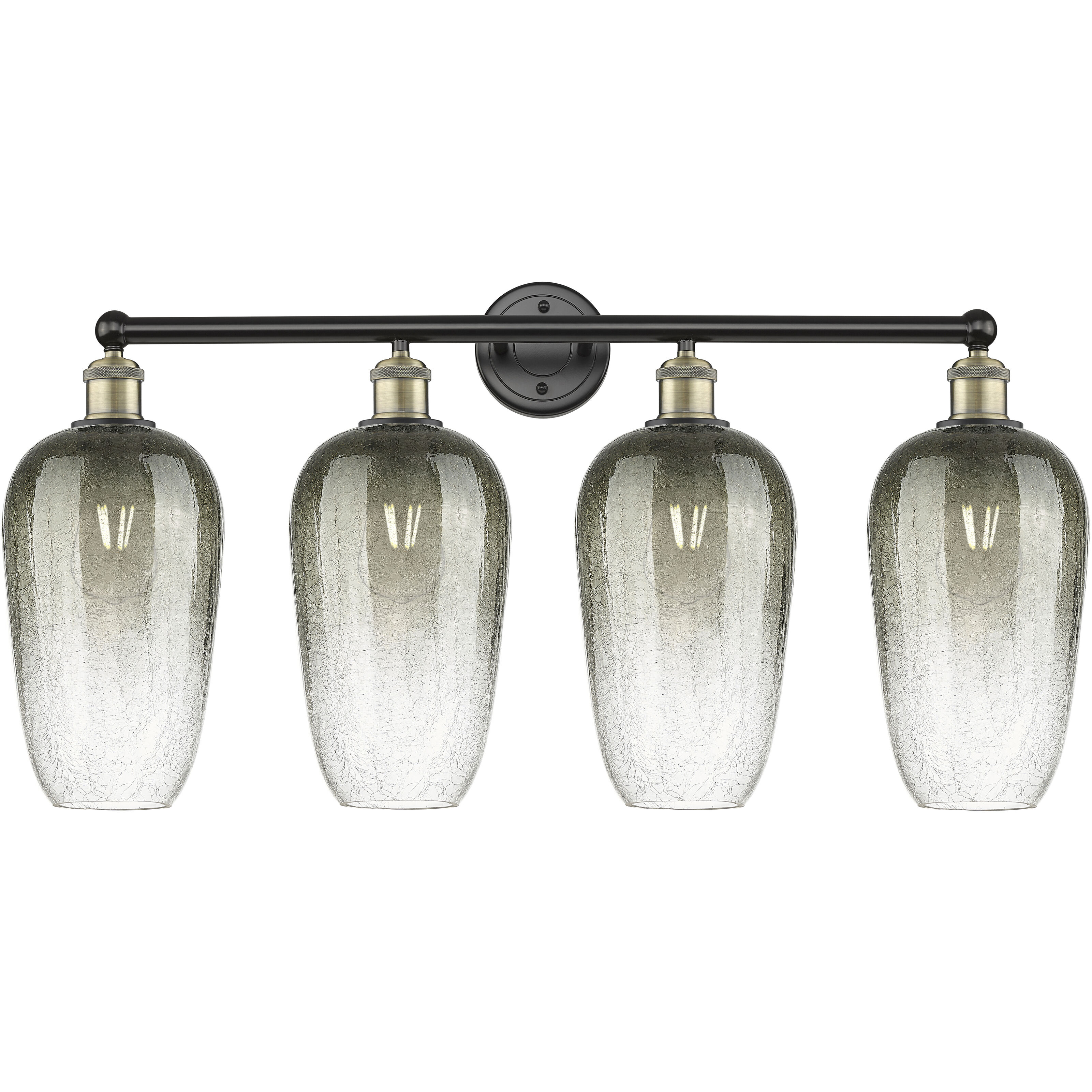 Edison Brookhaven Flute 4 Light 34 inch Black Antique Brass Bath Vanity Light Wall Light in Slate Glass