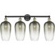 Edison Brookhaven Flute 4 Light 34 inch Black Antique Brass Bath Vanity Light Wall Light in Slate Glass