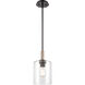 Paladin LED 7.13 inch Matte Black Mini Pendant Ceiling Light in Seedy Glass