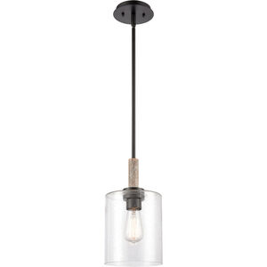 Paladin LED 7.13 inch Matte Black Mini Pendant Ceiling Light in Seedy Glass