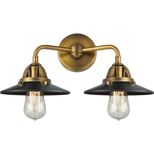 Nouveau 2 Railroad LED 16 inch Brushed Brass Bath Vanity Light Wall Light in Matte Black