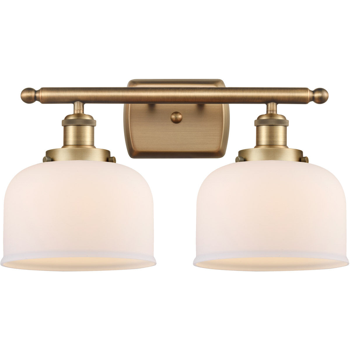 Ballston Large Bell 2 Light 16 inch Brushed Brass Bath Vanity Light Wall Light in Matte White Glass
