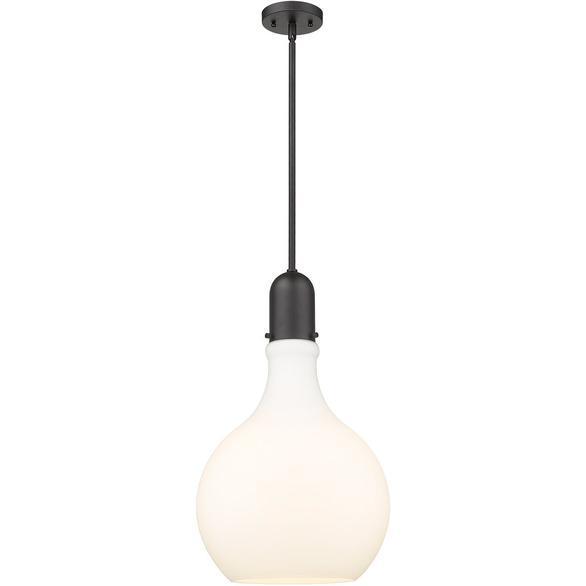 Amherst LED 13.75 inch Matte Black Pendant Ceiling Light in Matte White Glass