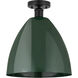 Edison Plymouth Dome 1 Light 12 inch Matte Black Semi-Flush Mount Ceiling Light in Green