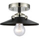 Nouveau Railroad LED 8 inch Black Antique Brass Semi-Flush Mount Ceiling Light in Matte Black, Nouveau