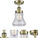Bellmont 1 Light 6.5 inch Antique Brass Semi-Flush Mount Ceiling Light in Seedy Glass
