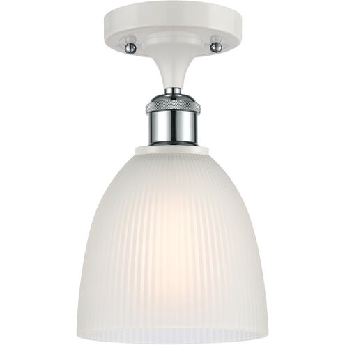 Ballston Castile LED 6 inch White and Polished Chrome Semi-Flush Mount Ceiling Light in White Glass, Ballston